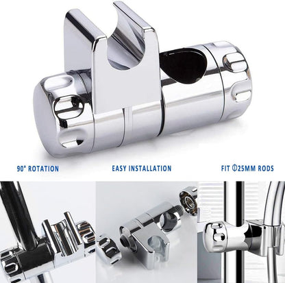 1PC Shower Head Holder Bathroom Adjustable Chrome Slider Handheld Shower Head Bracket Fasteners to Fit 25mm Riser Rail