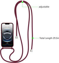 ZTOFERA Crossbody Lanyard Case for iPhone 16e/17e (6.1"), Liquid Silicone Protective Phone Case with Strap Adjustable Neck Cord Necklace Soft Cover for iPhone 16e/17e, Wine Red