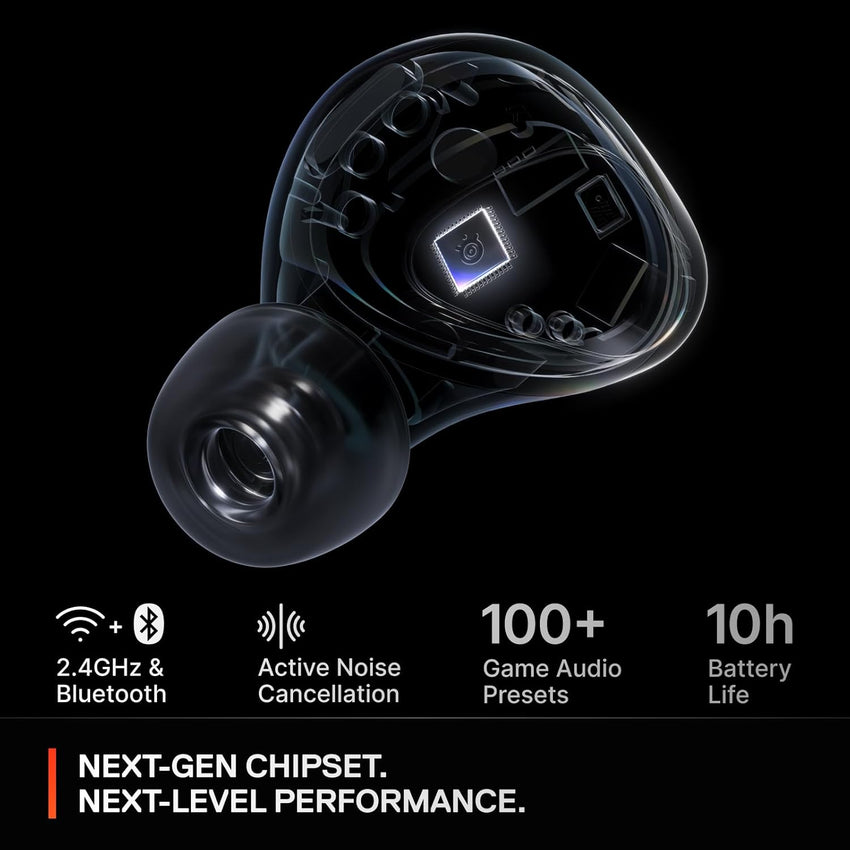 SteelSeries Arctis GameBuds for PS5 - Wireless Gaming Earbuds - 2.4GHz + BT 5.3 - ANC/Transparency - IP55 Water Resistant - 40H Battery - Wireless Charging - PS5, PC, Switch 2, Mobile - Black