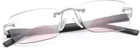 Rimless Photochromic Bifocal Sunglasses +3.0 Blue Light Blocking for Men & Women Clear