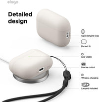 elago Liquid Hybrid Case Compatible with AirPods Pro 3 Case Cover - Triple Layer Protection, Strap Included, Wireless Charging, Shock Resistant (Stone)