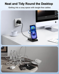 3 in 1 Charging Station - ADADPU iphone and iWatch Charger Stand with 30W USB C Charger Plug, Apple Charging Dock for iphone 16 15 Series, iWatch, Earbuds with USB C Port, Not for Samsung Watch