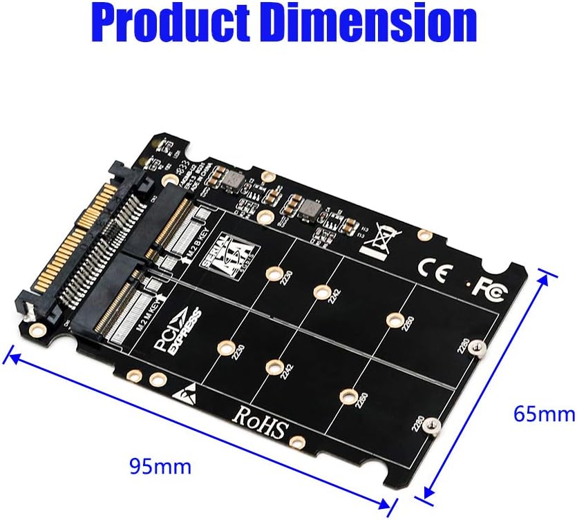 M.2 NVMe (Key M/B) to U.2 SFF-8639 Adapter