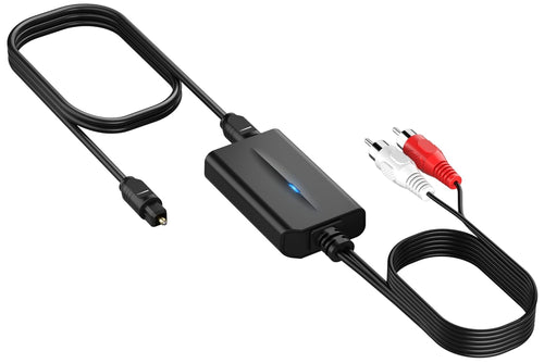 192kHz DAC Digital to Analog Audio Converter 7ft/2.1m Digital Optical to RCA Cable SPDIF to RCA Converter with Built-in Audio Amplifier Chipset for HDTV, DVD, Blu-Ray Playersrca Male