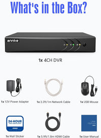 ANNKE 3K/5MP Lite 4 Channel H.265+ DVR Recorder for CCTV Security System, 5in1 Hybrid DVR for Analog/XVI/CVBS/AHD/TVI and 1 pcs IP Cameras, Smart AI Human/Vehicle Detection, Email Alert, No Hard Drive