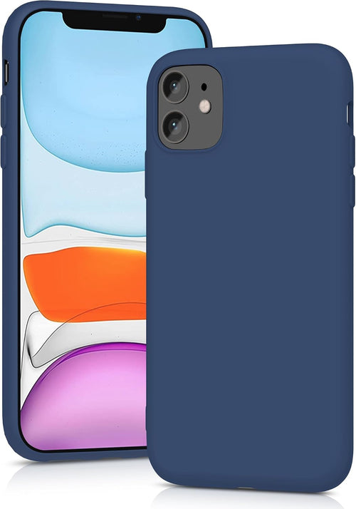 YATWIN Silicone Case for iPhone 11, Soft-Touch, Shockproof, DustProof, Antiskid Full Body Armour Phone Cover for Apple iPhone 11 - Dark Blue