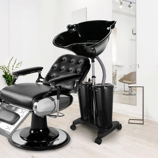 Johgee Portable Salon Basin Shampoo Bowl Sink with Electric Pump, Height Adjustable Portable Hair Washing Basin with 2 Bucket & Drain Hoses, Portable Shampoo Sink for Home Barber Shop Use