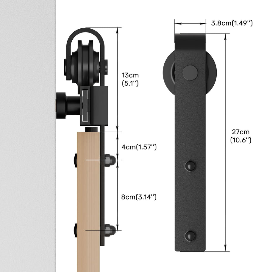Sliding Barn Door Kit 6FT/183CM Black Heavy Duty Barn Door Sliding Hardware Track Kit for Single Wood Door 91.5CM Wide