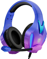 YOTMS PS4 Gaming Headset for Xbox One, PS5, PC, Wired Gaming Headset with Bass Surround, Over Ear Headphones with Mic, 3.5mm interface (Violet)