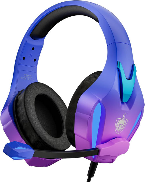 YOTMS PS4 Gaming Headset for Xbox One, PS5, PC, Wired Gaming Headset with Bass Surround, Over Ear Headphones with Mic, 3.5mm interface (Violet)