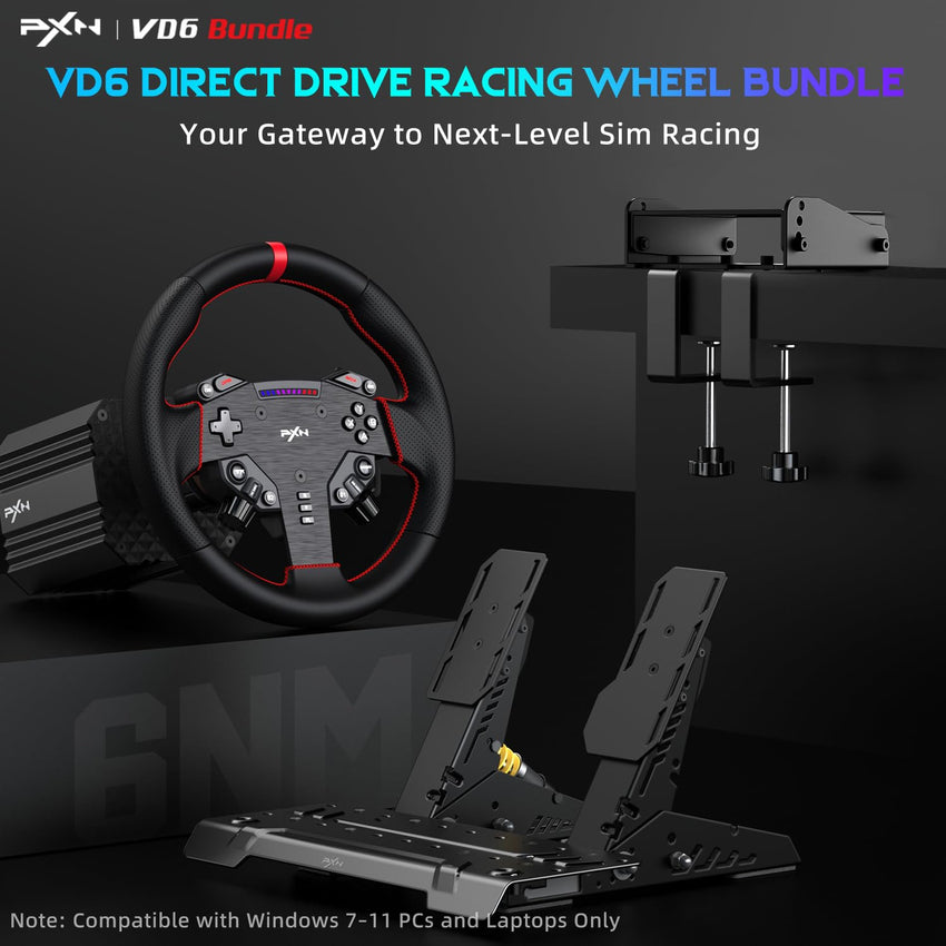 Gaming Steering Wheel Bundle Direct-Drive with Pedals 28cm PC Sim Racing Set