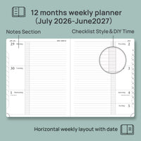 2026 Week-to-View Hardback Diary Large 26.5x21.5cm 100gsm Inner Pocket â Aquamarine