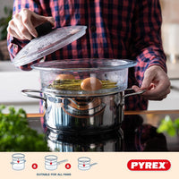 Pyrex Double Steam Basket with Lid ÃÂÃÂ¢ÃÂÃÂÃÂÃÂ 20cm Borosilicate Glass