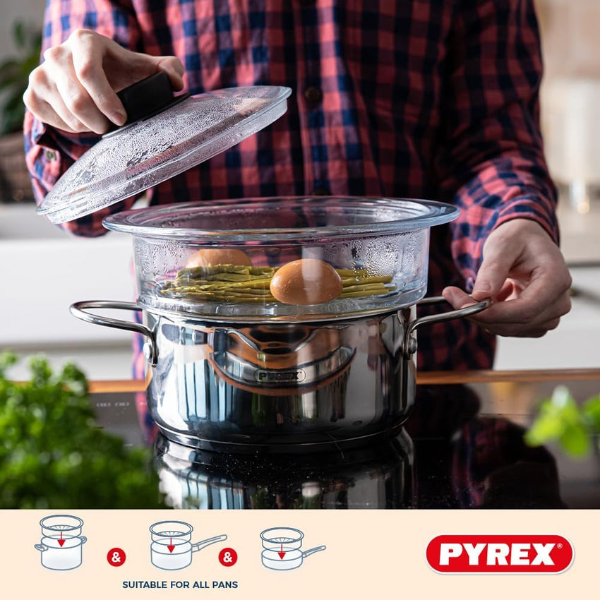 Pyrex Double Steam Basket with Lid ÃÂÃÂ¢ÃÂÃÂÃÂÃÂ 20cm Borosilicate Glass