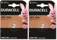 2x Duracell 389/390 SR1130 with Silver Oxide (2 Blister Packs of 1 Battery) 2 Batteries