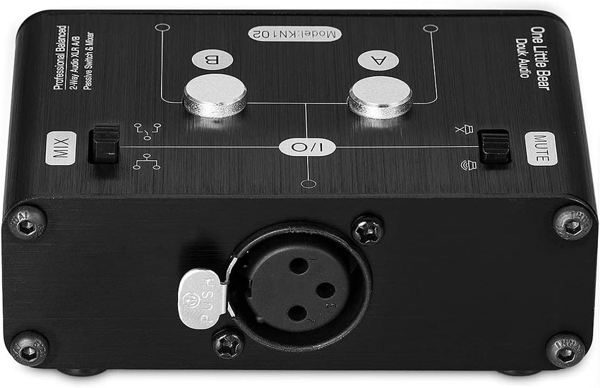 Mini 2 Way HiFi Stereo Audio XLR A/B Passive Switcher Box & Mixer Sound Splitter (1-IN-2-OUT)