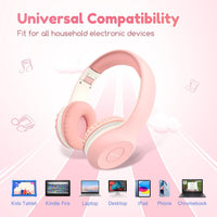 EarFun K2 Kids Bluetooth Headphones for School, Kids Headphones with Mic | Volume Limited, 40H Playtime, Built-in Mic, Stereo Sound, Foldable Over-Ear Headphone for Kids/Toddler/Travel/Tablet, Pink