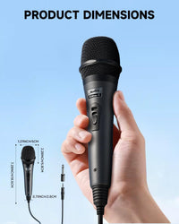 Moukey Dynamic Microphone, Home Karaoke Microphone with 13ft XLR Cable, Cardioid Metal Handheld Wired Mic for Singing/Karaoke/Stage, Compatible w/Speaker/Amp/Mixer/Karaoke Machine, Gray