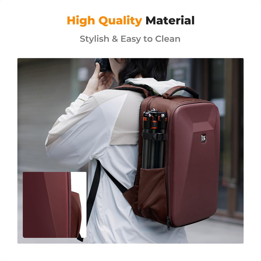 K&F CONCEPT Hardshell Camera Backpack DSLR Waterproof with 15.6in Laptop Compartment Red