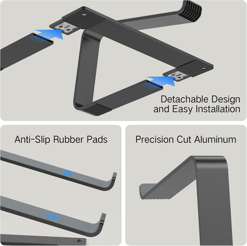 Tonmom Laptop Stand for Desk, Aluminum Laptop Riser Holder, Removable Metal Notebook Stand Ventilated Cooling Computer Riser Compatible with 10-15.6" Laptops