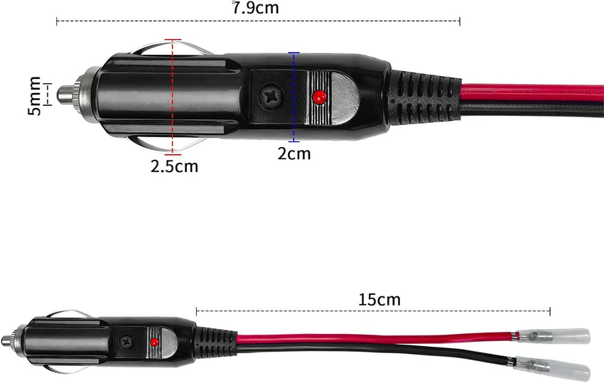 Dongge Car replacement 12V / 24V cigarette lighter plug with lead and wiring single head terminal Cigarette lighter DIY power cord
