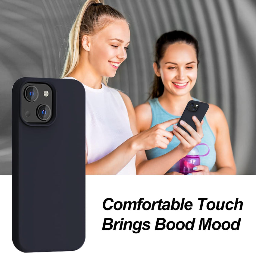 OitiYaa Silicone Case Compatible with iPhone 14 Case 6.1 Inch, Soft Ultra Slim Protective Shockproof Liquid Silicone Phone Case with Anti-Scratch Microfiber Lining, Black