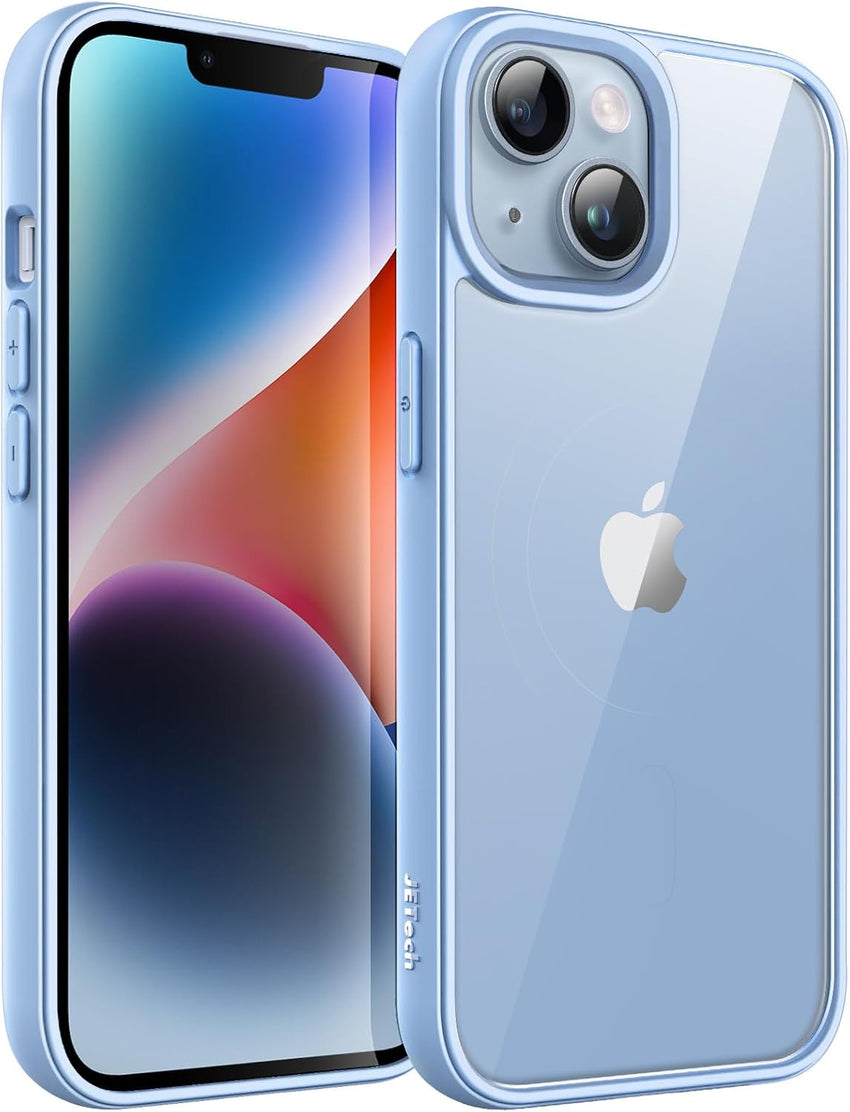 JETech Case for iPhone 14 6.1-Inch, Shockproof Phone Bumper Cover, Solid Color Matte TPU Frame, Anti-Scratch Clear Back (Light Blue)