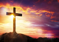 LTDKAEN 7x5ft Cross Jesus Christ Sunset Backdrop Church Party Decoration Easter Religious Belief Studio Photo Props