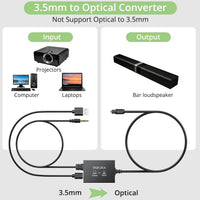 AD Converter Analog-to-Digital 192kHz 3.5mm to Optical SPDIF Toslink with Cables â with Cables