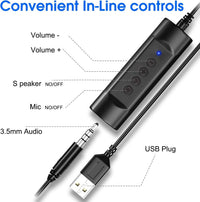 Venker LCL USB Headsets with Microphone, U17D 3m Length Noise Cancelling Headset Stereo Headphone for PC, Laptop USB/3.5mm, Multi-Use USB Headsets Earphone for Call Center