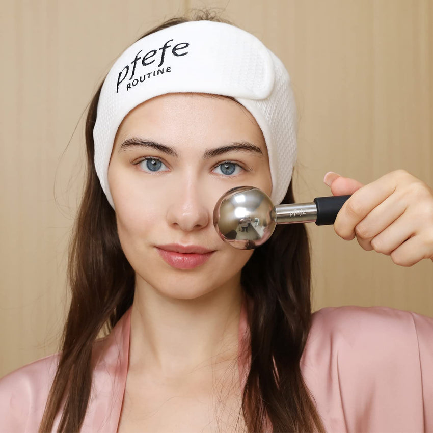 Pfefe Ice Globes for Face & Eyes, Unbreakable Stainless Steel Cryo Sticks for Beauty Routines, Facials Cold Roller Cooling Globes for Puffiness, Wrinkles, Dark Circles, Headaches