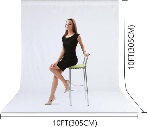 Zdada White Backdrop Screen Background,10x10ft/3x3M Collapsible Background Photography,Washable Polyester Photography Backdrop for Photo Studio, Live Streaming, Zoom Meeting, Gaming