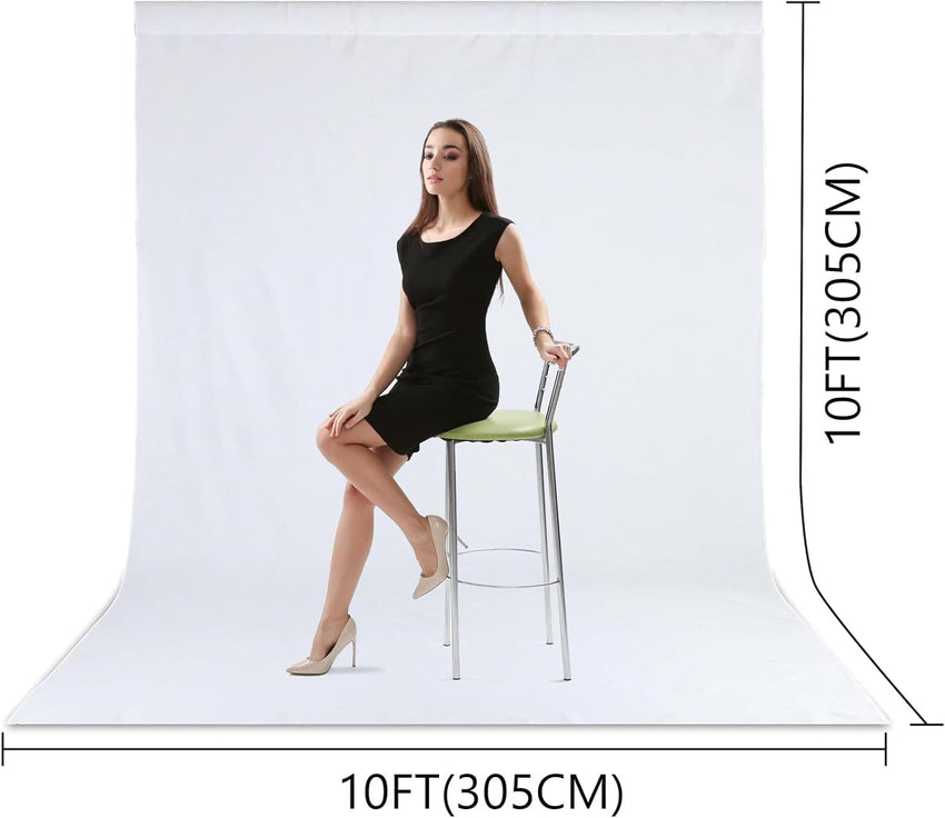 Zdada White Backdrop Screen Background,10x10ft/3x3M Collapsible Background Photography,Washable Polyester Photography Backdrop for Photo Studio, Live Streaming, Zoom Meeting, Gaming
