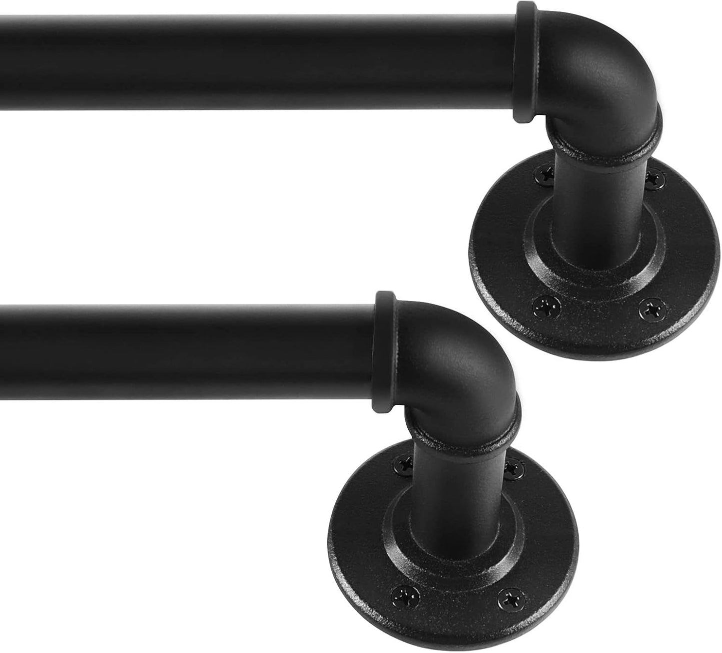 2 Pack Black Curtain Poles Metal, Industrial Curtain Rod for Eyelet Curtains, Industrial Curtain Pole for Windows 122cm-218cm, Room Divider Curtain Pole.