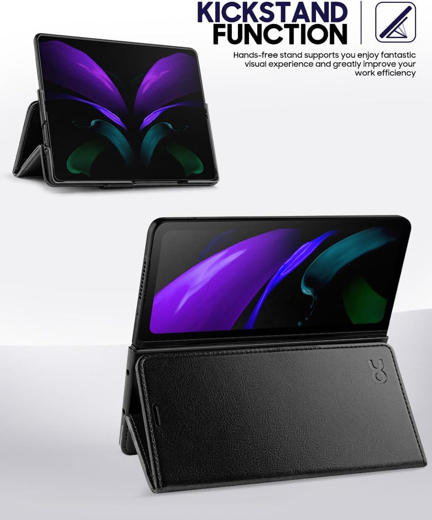 Samsung Galaxy Z Fold 7 Wallet Case PU Leather Flip Folio Cover Black