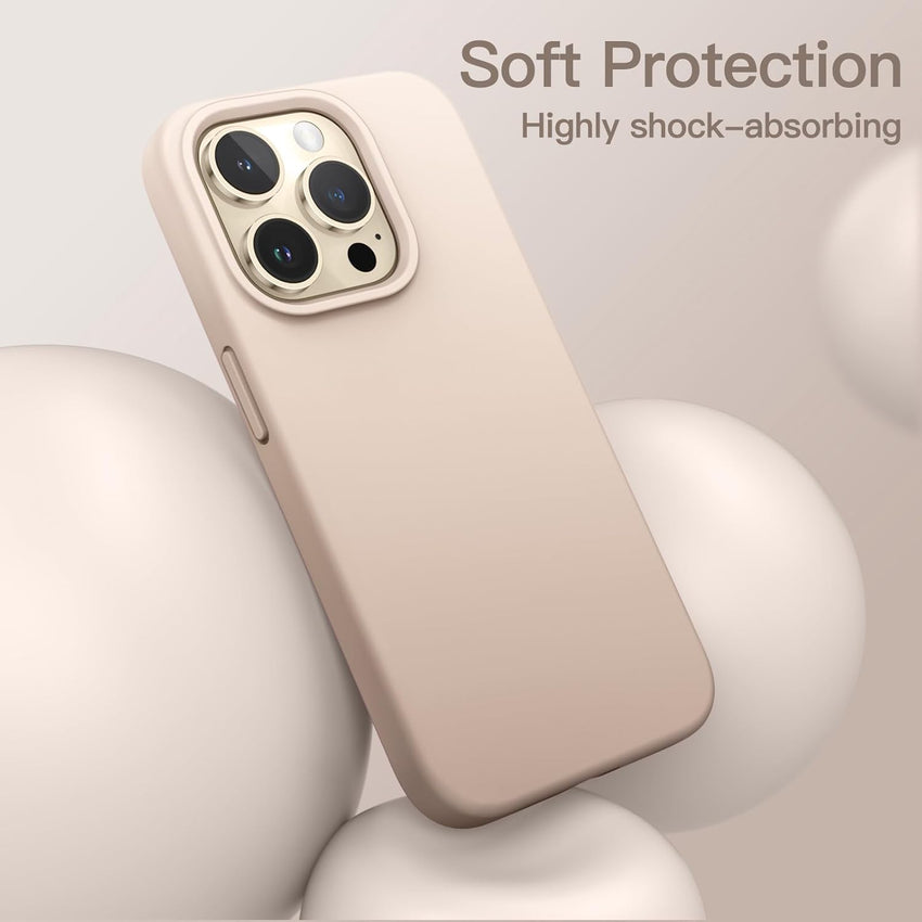 JETech Silicone Case for iPhone 13 Pro 6.1-Inch, Silky-Soft Touch Full-Body Protective Phone Case, Shockproof Cover with Microfiber Lining (Beige)