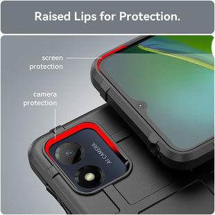 SEAHAI Case for Motorola Moto E13, Army Case Silicone Phone Case Rubber Cover Shockproof Heavy Duty Protection Ultra Thin Cover - Black