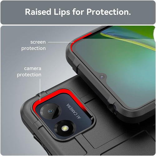 SEAHAI Case for Motorola Moto E13, Army Case Silicone Phone Case Rubber Cover Shockproof Heavy Duty Protection Ultra Thin Cover - Black