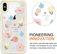 Yoedge 2 Pack Set Suitable for iPhone XS Max Transparent 6,5", Phone Case With Cute Bear Cute Fun Aesthetic Pattern Cover, Soft Glass Silicone Shockproof Protective, for iPhone XS Max