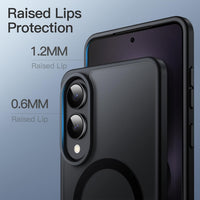 JETech Magnetic Case for Samsung Galaxy S25 Edge, Compatible with MagSafe, Translucent Matte Back Slim Minimalist Shockproof Phone Cover (Black)
