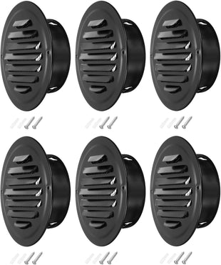Round Soffit Vent Stainless Steel Wall Vent Grille Cover Set of 6 Black