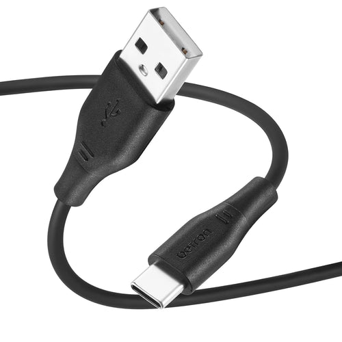 Betron USB C Charger Cable, 2 Metre, 3.1A, Fast, Compatible with iPhone, Samsung (Black)