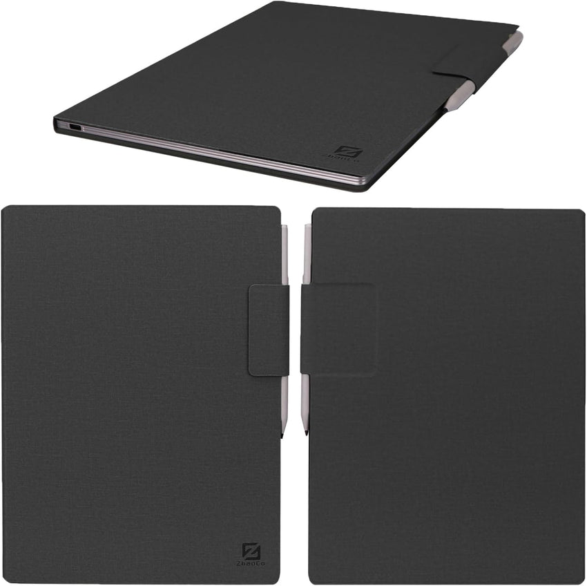 ZhaoCo Case for reMarkable Paper Pro Tablet 11.8 inch 2024, PU Leather Slim Lightweight Book Folio Stand Protective Magnetic Cover - Black