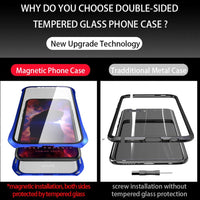 Case for iPhone 11 Pro Magnetic Adsorption Technology Cover Batman style design 9H Front and Back Tempered Glass 360Â° Full Body Shockproof Ultra Thin Metal Bumper - Silver