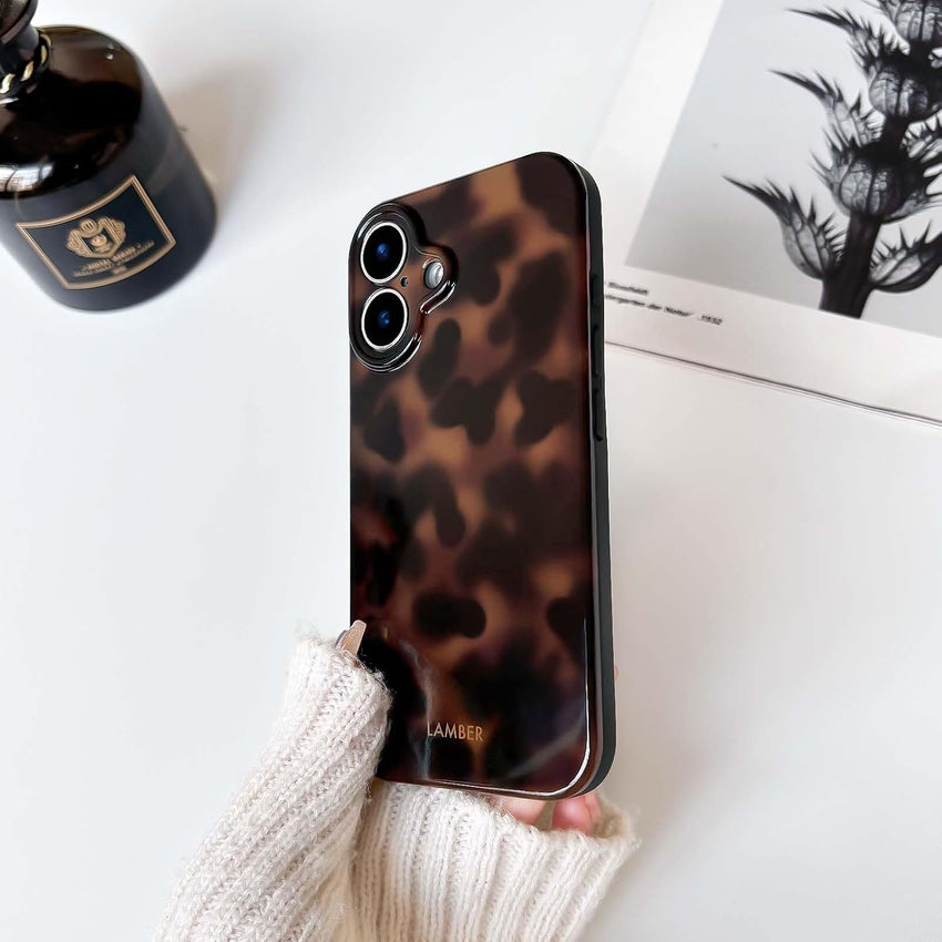NITITOP Compatible with iPhone 17 Case Cute Stylish Leopard Print Brown Amber Aesthetic Design for Women Girls Men Soft TPU Shockproof Protective Cover - Brown