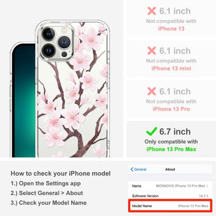 MOSNOVO Case for iPhone 13 Pro Max, [Buffertech 6.6ft Military-Grade Drop Protection] [Anti Peel Off Tech] Clear TPU Bumper Phone Case Cover Design - Balloonasaurus