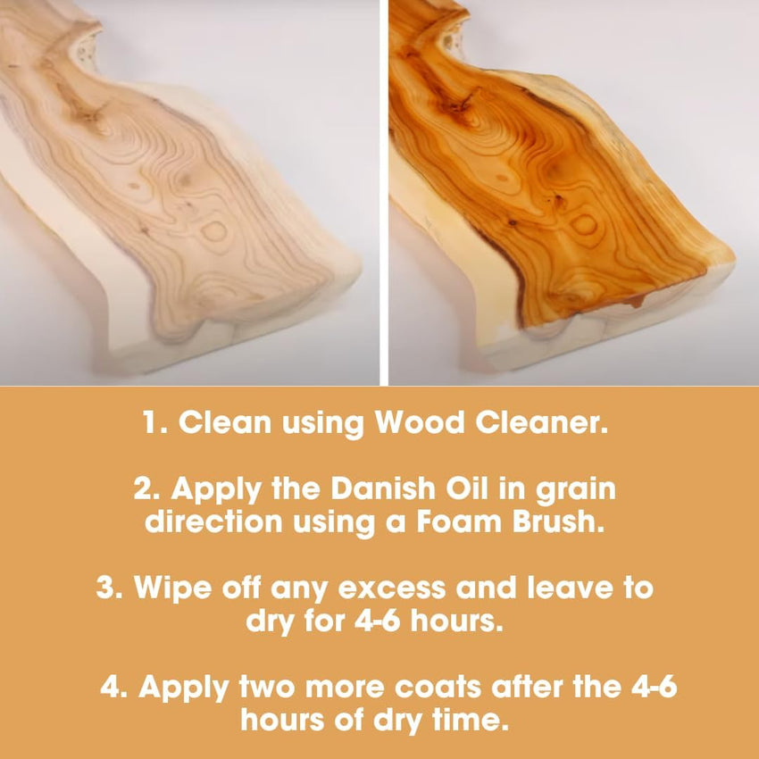 Furniture Clinic Danish Oil for Wood - Premium Finishing Oil to Enhance The Natural Beauty of Oak, Pine & Wooden Worktop Surfaces - Seal & Protect for a Satin Finish - 500ml