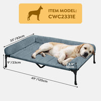 Veehoo Elevated Dog Bed with Removable Bolster, Fluffy Raised Dog Bed off Ground Elevated Dog Bed Portable Raised Pet Cot with Cushion, No-Slip Feet Indoor Outdoor, Haze Blue 125 x 83 x 23 cm