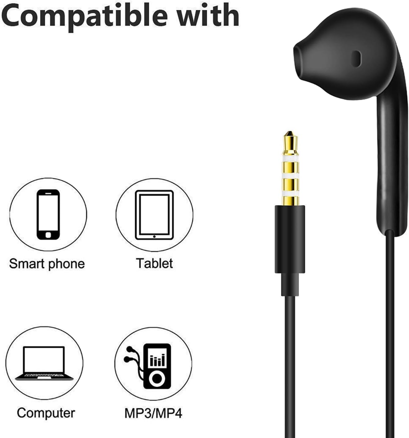 2 Pack Earphones Wired Headphones In Ear Wired Earbuds with Microphone Noise Isolating Headset remote sound control Compatible With Phone Samsung Huawei Android Smartphones Tablets Laptops