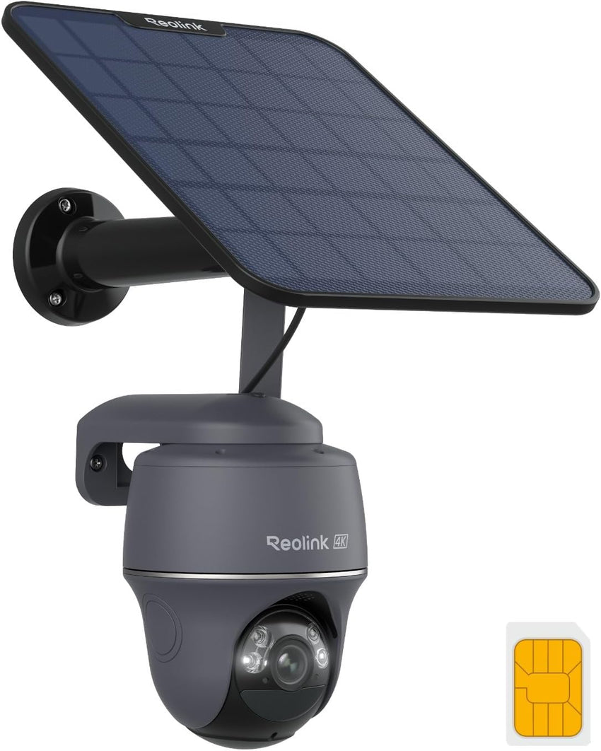 Reolink 4K 4G Solar Outdoor Security Camera AI Detection Colour Night Vision â Black + Solar Panel